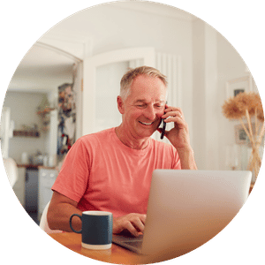 Man on the photo and computer